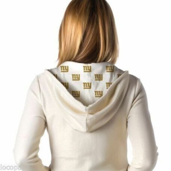 All-Sport Couture Womens NFL New York Giants Play Action Cream Hoodie New - Picture 2 of 9